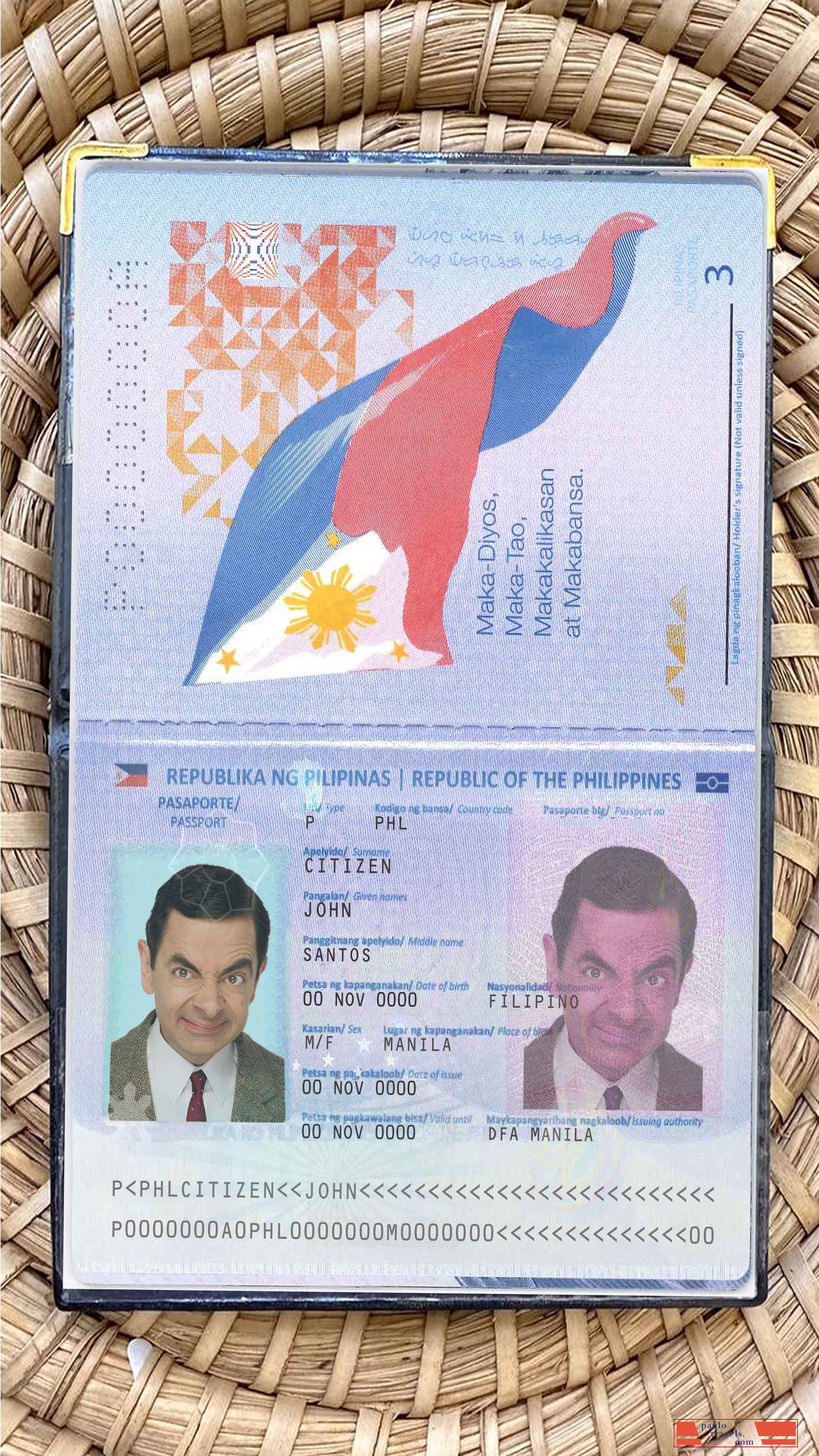 Philippines passport photo look PSD template